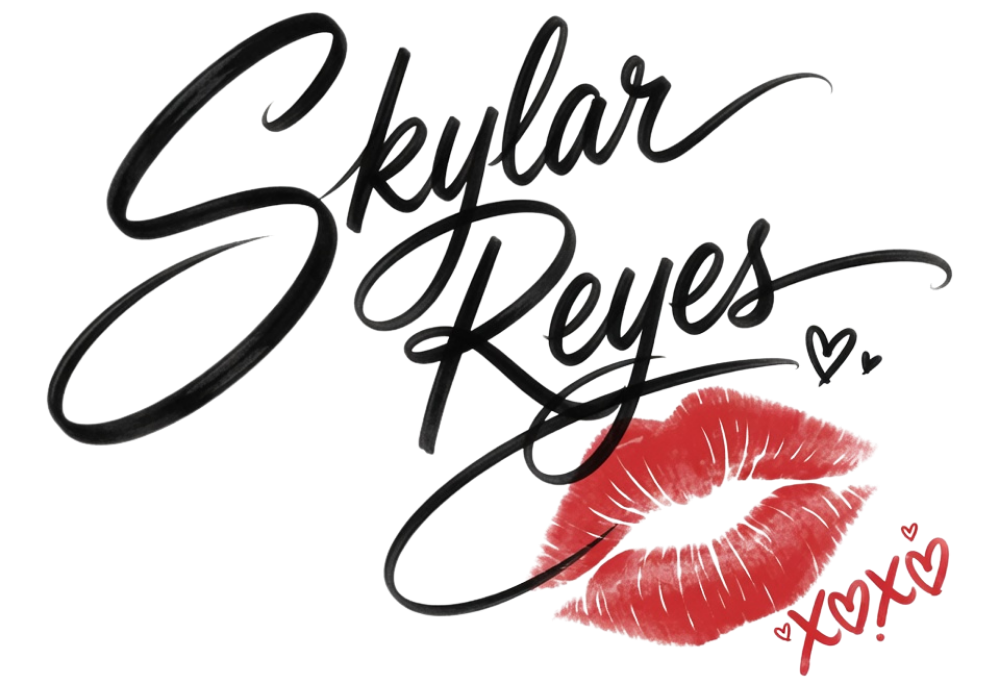 Skylar Reyes author logo — lips with a kiss mark